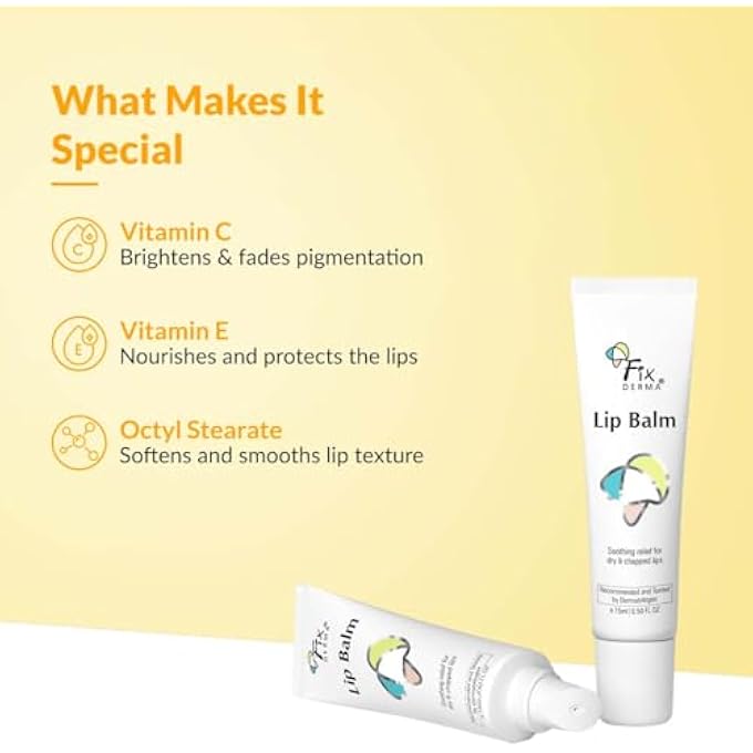 FIXDERMA LIP BALM WITH VITAMIN C AND VITAMIN E - LIP BALM FOR DARK LIPS & CHAPPED LIPS - 15ML, WHITE - Image 4